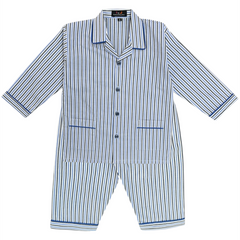 Blue Stripes Full Sleeves Cotton Night Suit
