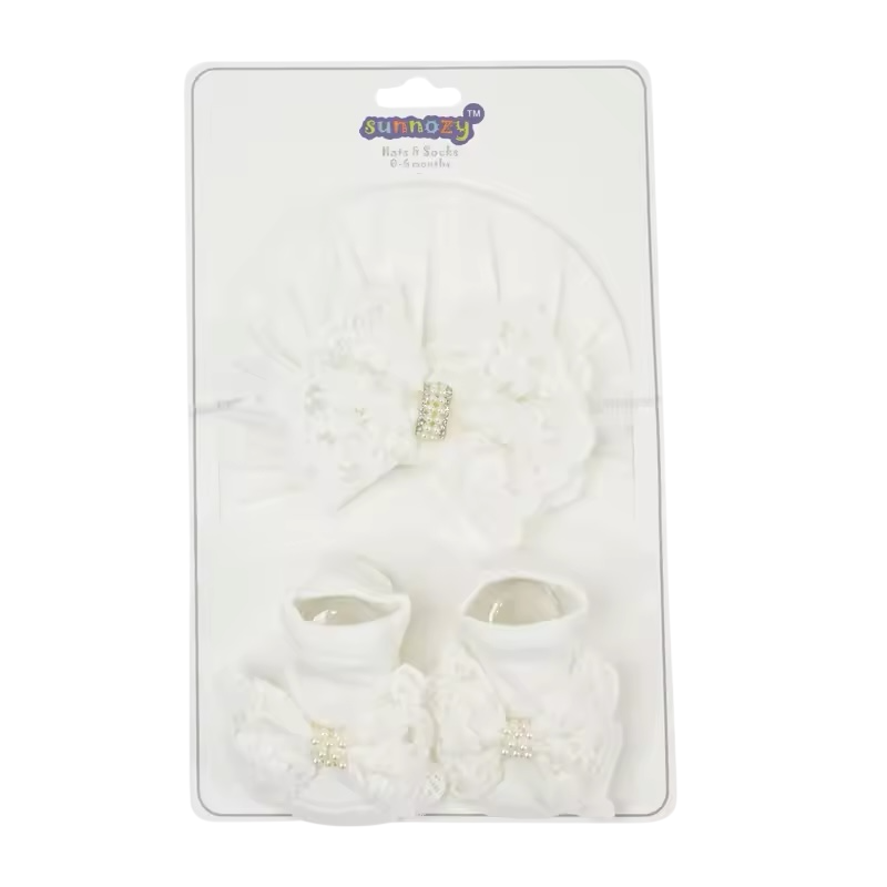 White Turban Cap & Socks Set