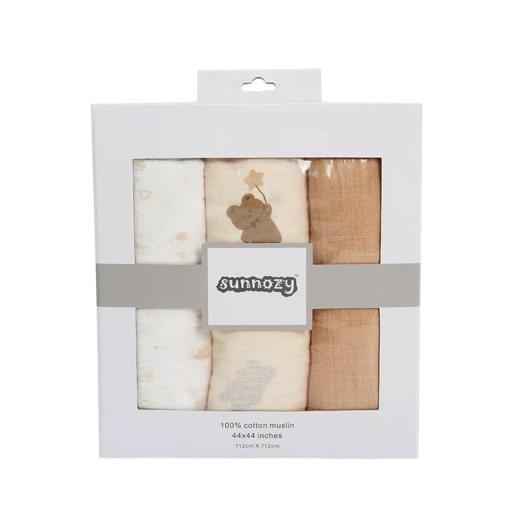 3PC Muslin Swaddle Sheets 100% Cotton