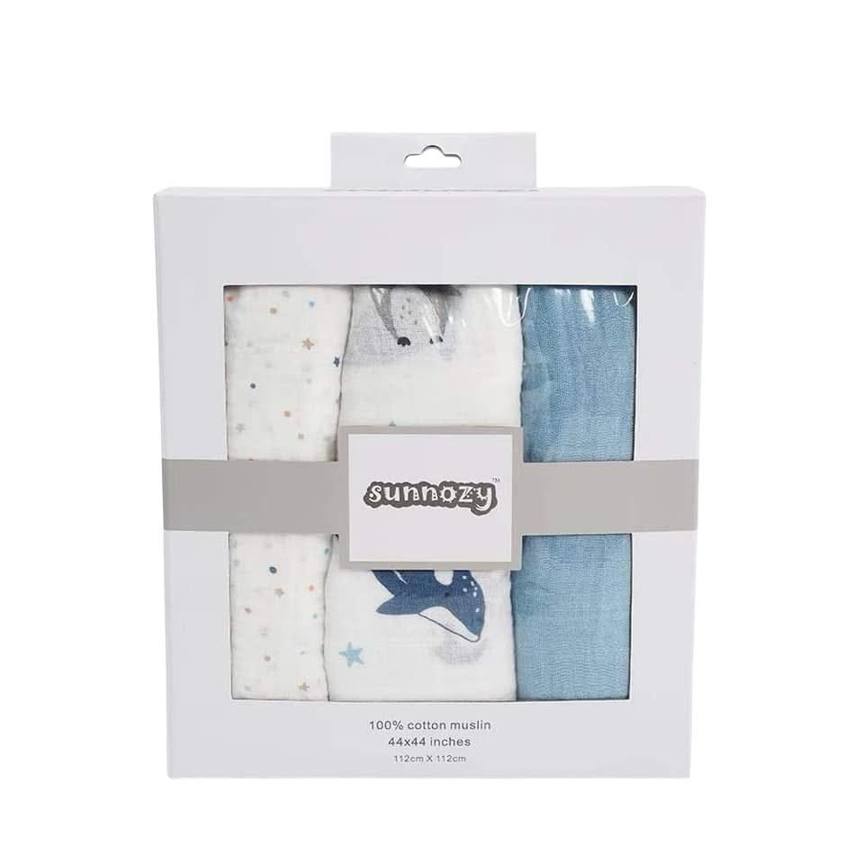 3PC Muslin Swaddle Sheets 100% Cotton