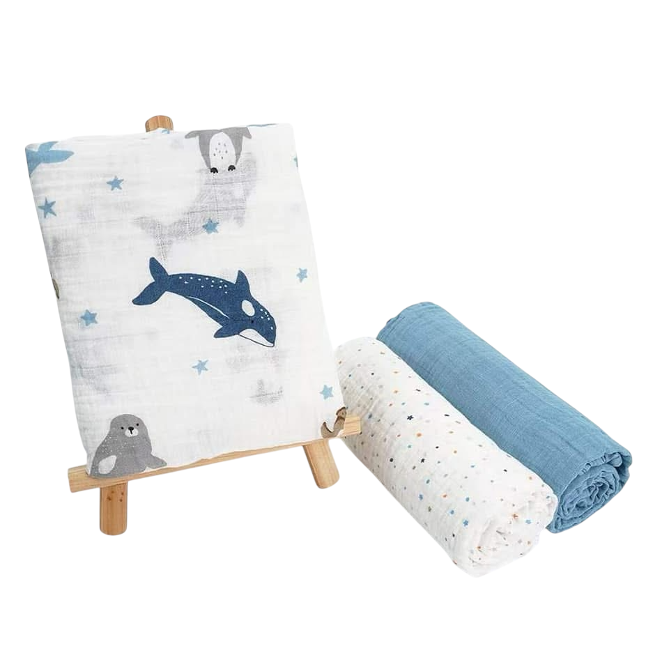 3PC Muslin Swaddle Sheets 100% Cotton