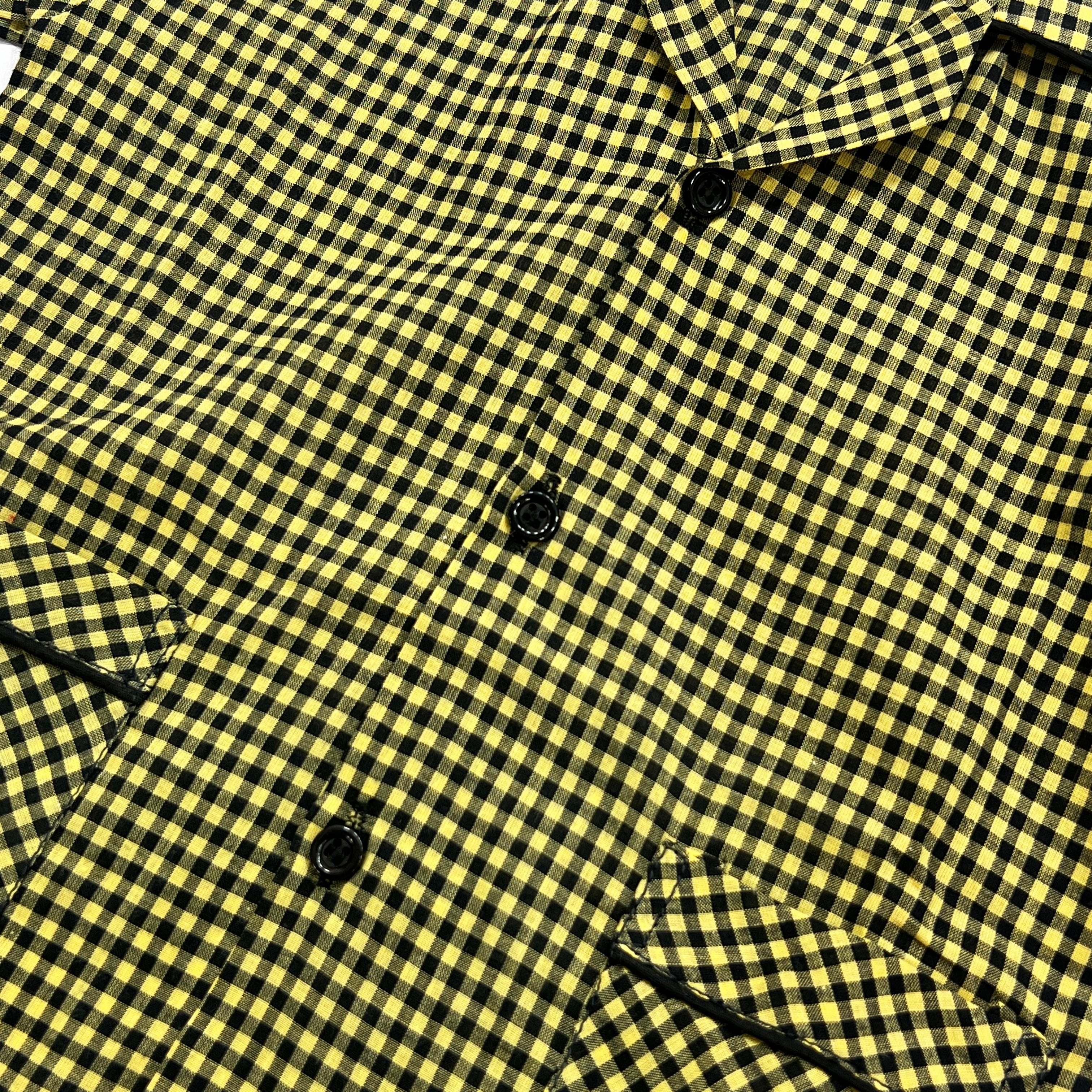 Yellow Checkered Cotton Night Suit