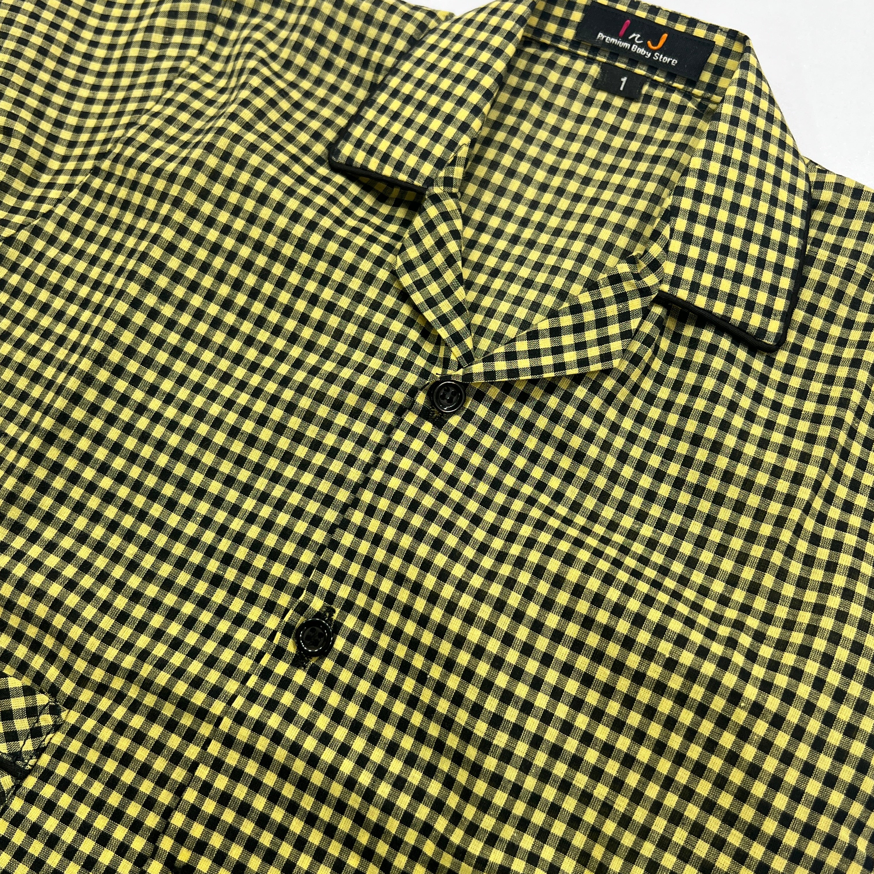 Yellow Checkered Cotton Night Suit
