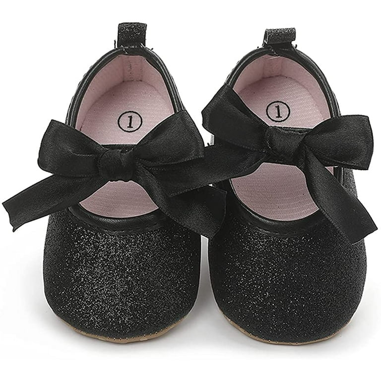 Baby Girl Black Bow Pre Walker Pumps