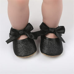 Baby Girl Black Bow Pre Walker Pumps