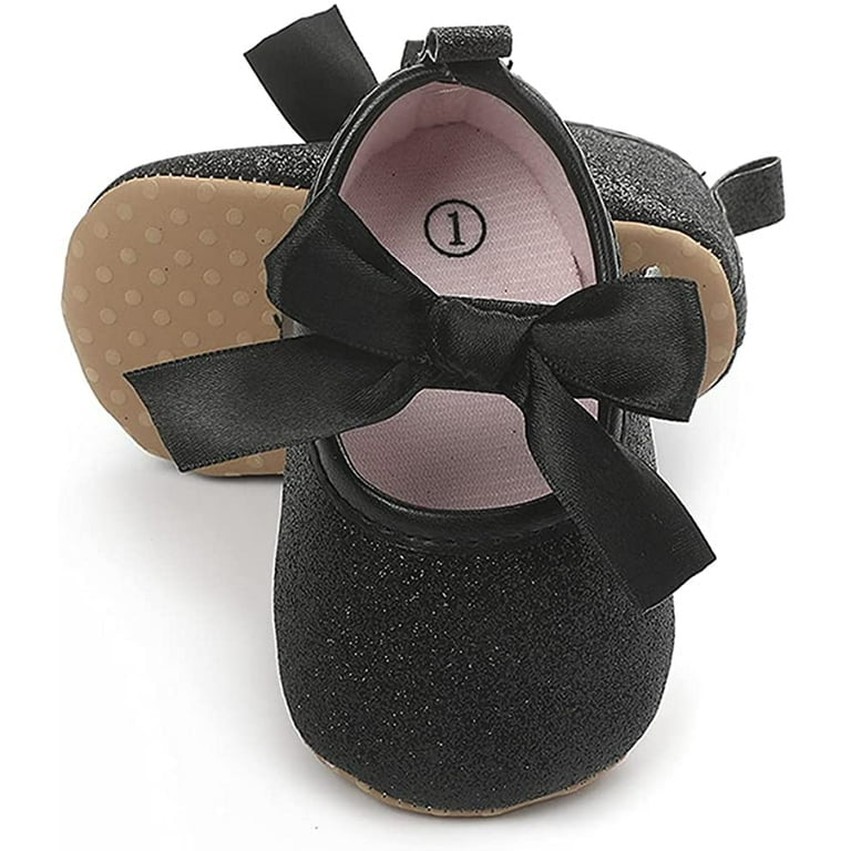 Baby Girl Black Bow Pre Walker Pumps