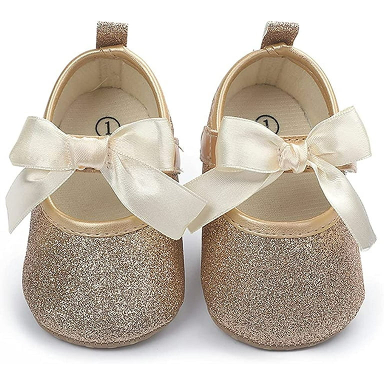 Baby Girl Golden Bow Pre Walker Pumps