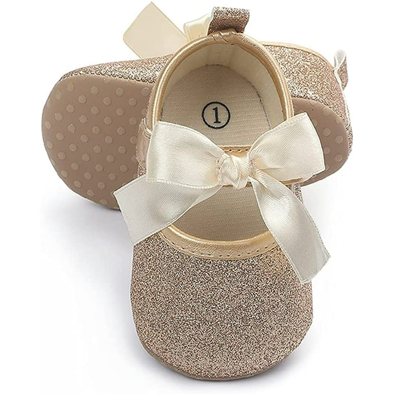 Baby Girl Golden Bow Pre Walker Pumps