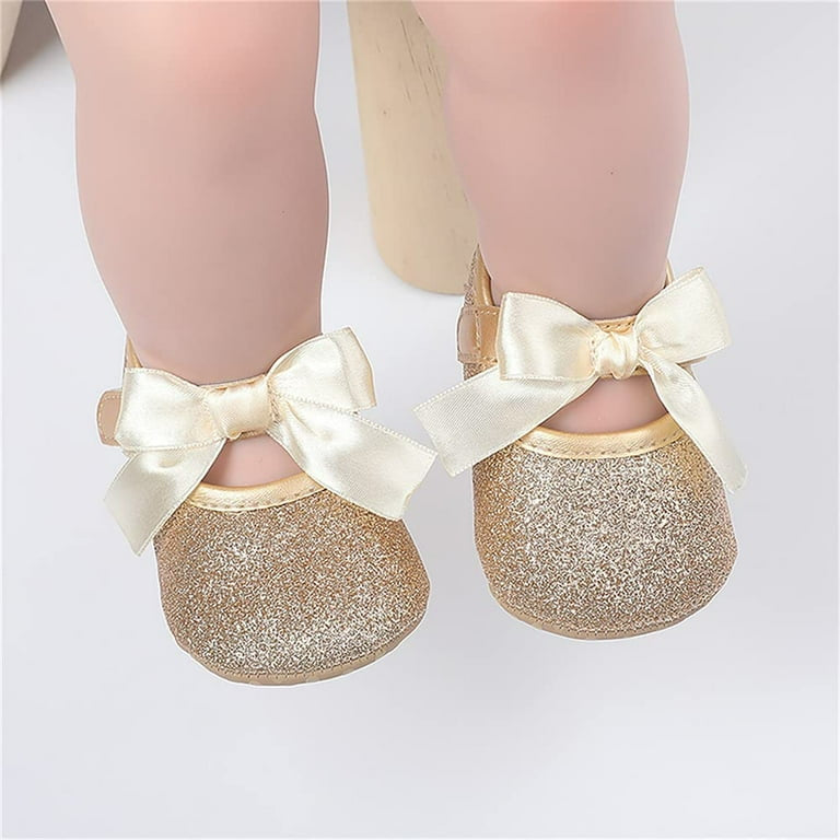 Baby Girl Golden Bow Pre Walker Pumps