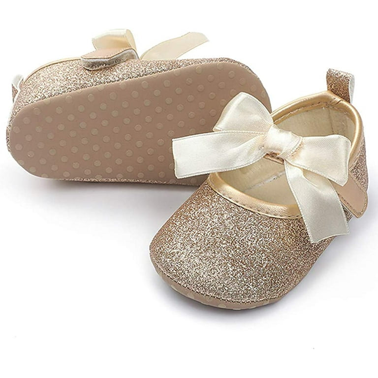 Baby Girl Golden Bow Pre Walker Pumps