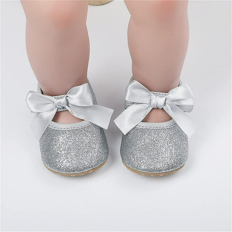 Baby Girl Silver Bow Pre Walker Pumps