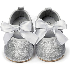 Baby Girl Silver Bow Pre Walker Pumps