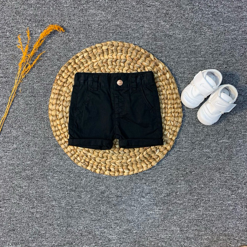 Black Cotton Shorts for Baby Boys