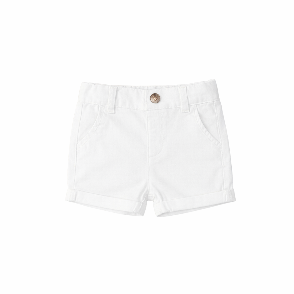 White Cotton Shorts For Baby Boys