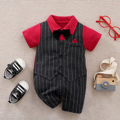 Baby Boy Formal Red Romper