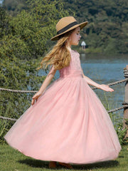 Pink Lace Party Wear Frock