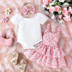 3PC Pink Bodysuit Set