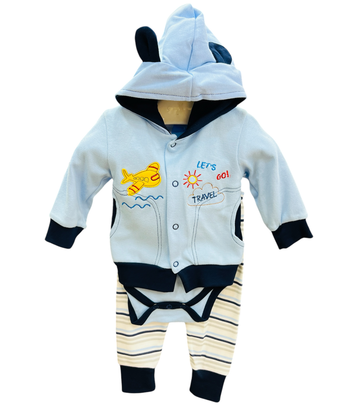 3PC Blue Hooded Suit