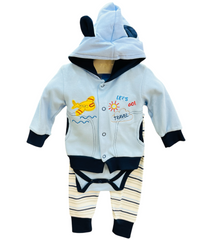 3PC Blue Hooded Suit