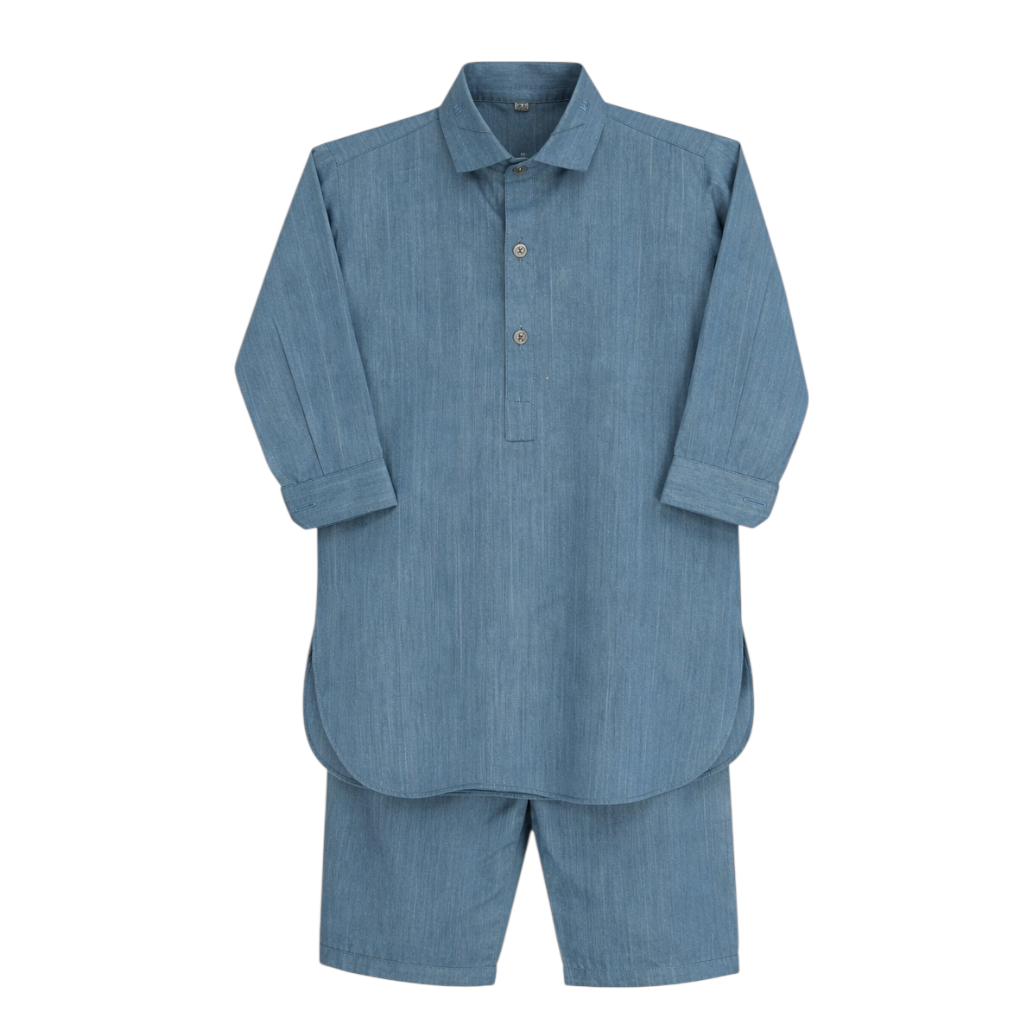 Baby Boy Blue Wash-N-Wear Kurta Trouser Set