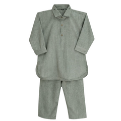 Baby Boy Green Wash-N-Wear Kurta Trouser Set