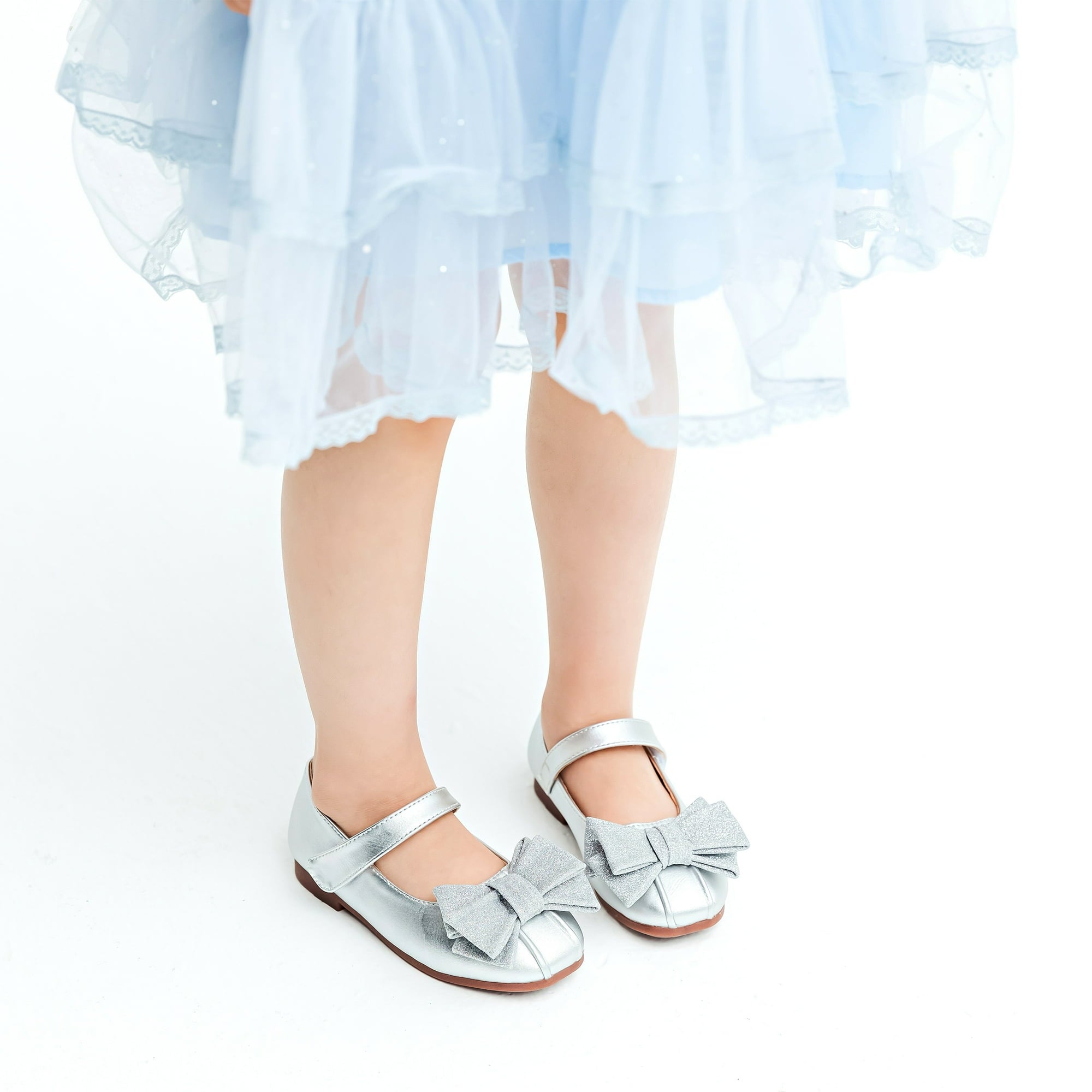 Silver Pumps Baby Girl Silver Glitter Pumps with Bow