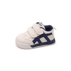 Baby Boy White Casual Joggers with Blue Detail
