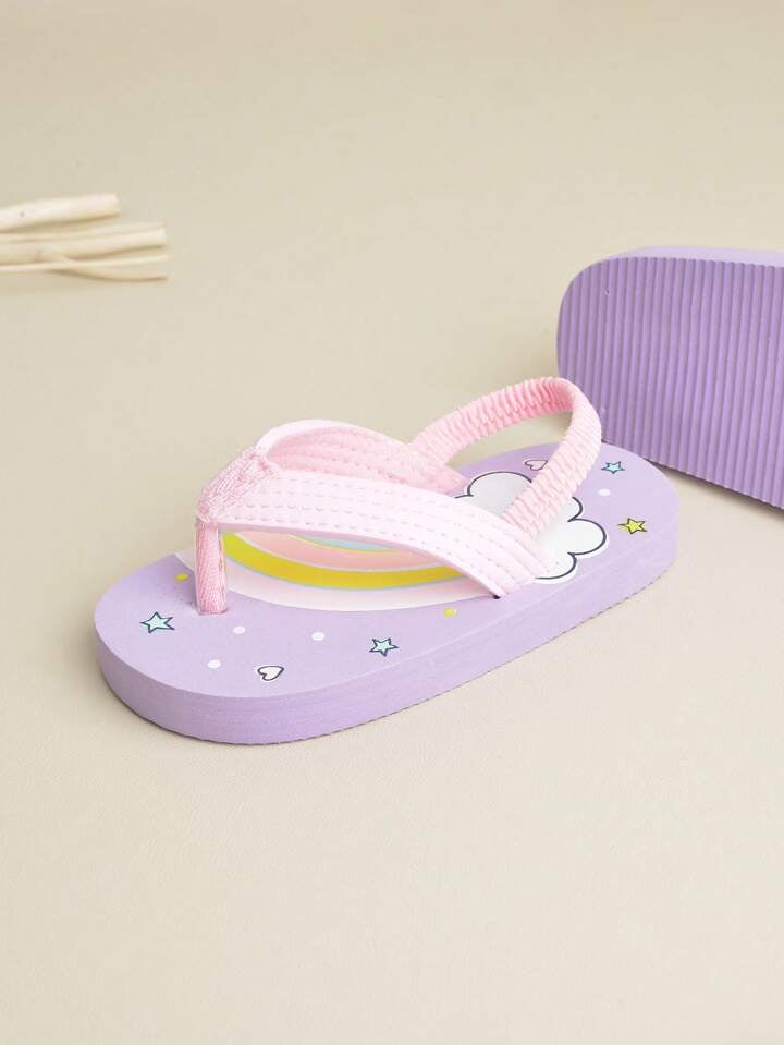 Girls Rainbow Flip Flop Slippers Infants Juniors