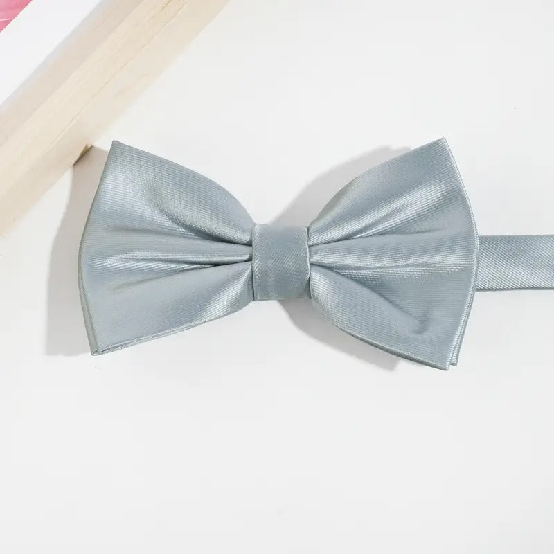 Silver Silk Bow Tie