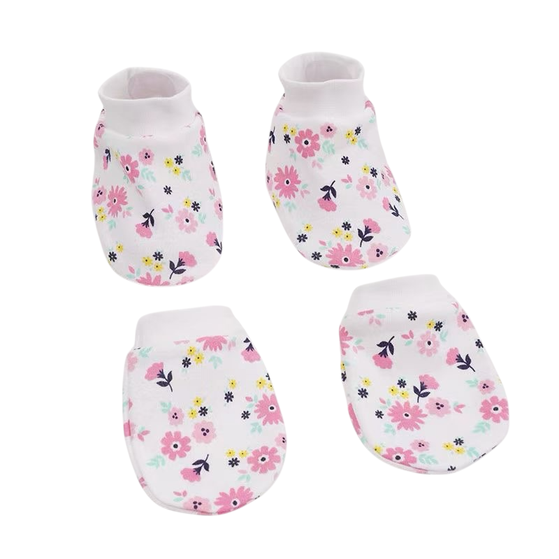 Soft touch Mittens & Booties Set Flower