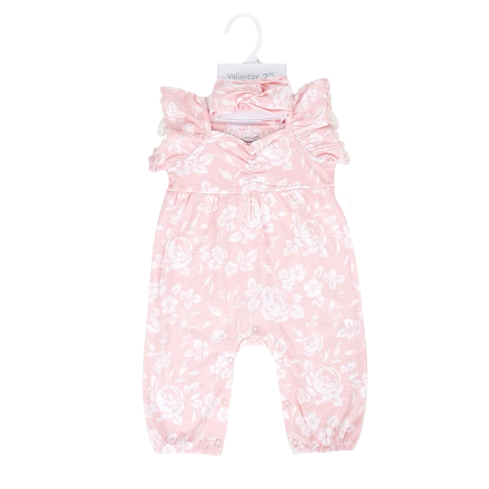 2PC Pink Floral Romper