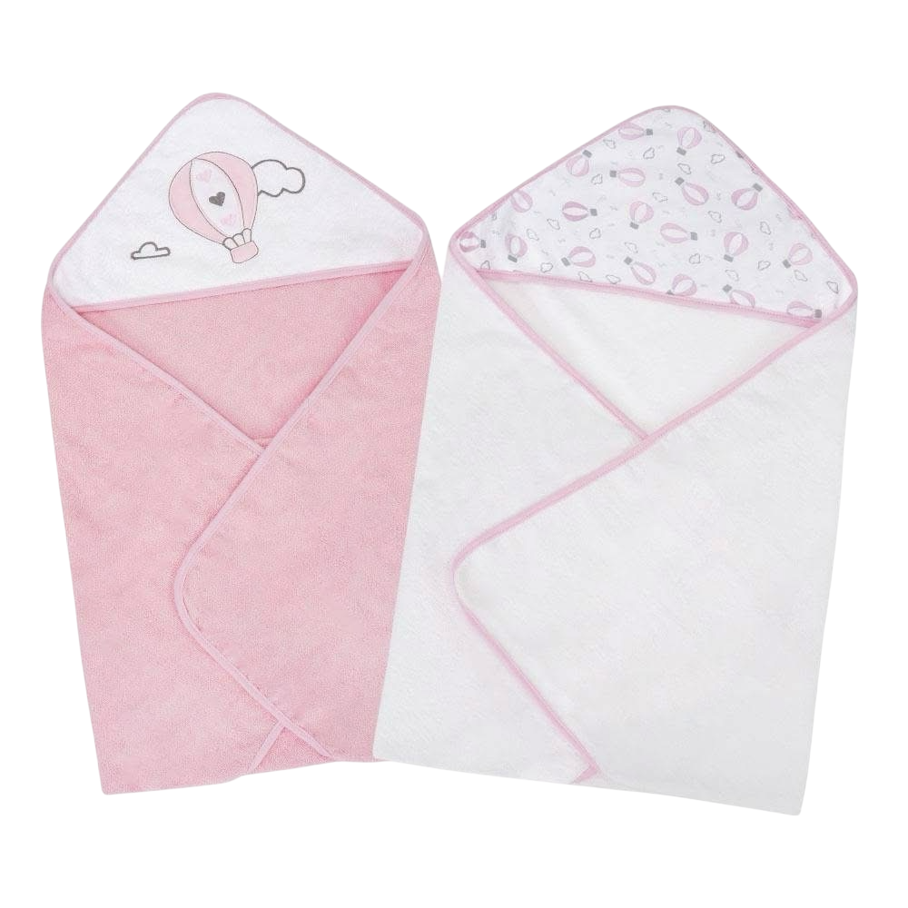 2PC Pink Hot Air Balloon Towel