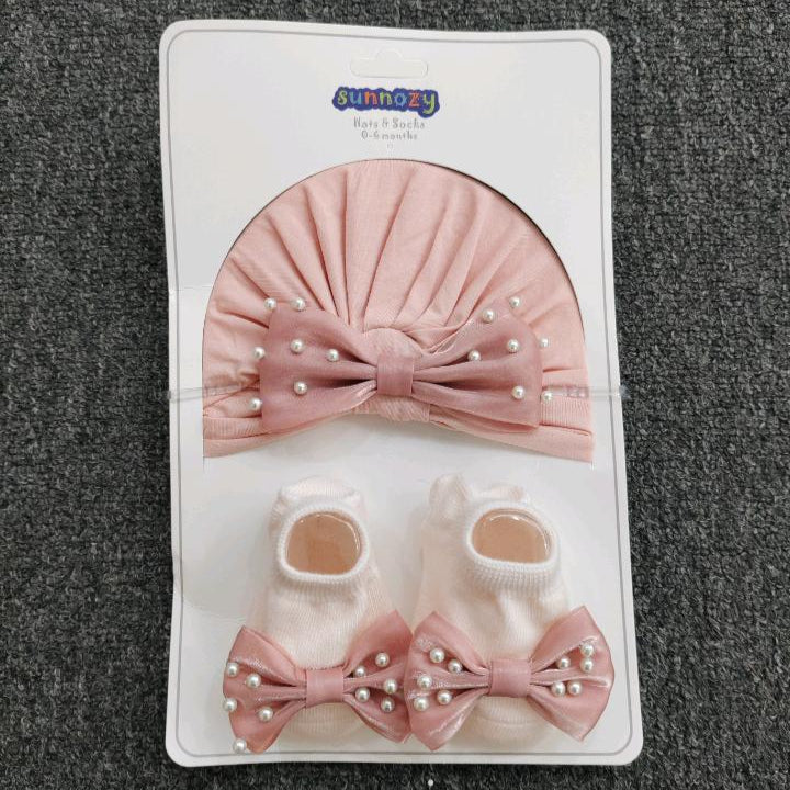Pink Turban Cap & Socks Set