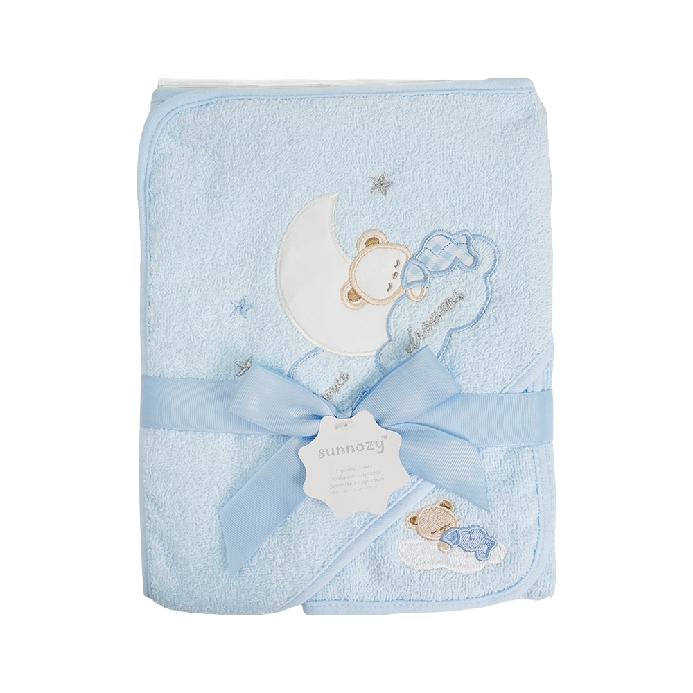 Blue Hooded Towel + Face Towel Set