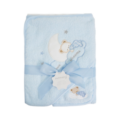 Blue Hooded Towel + Face Towel Set