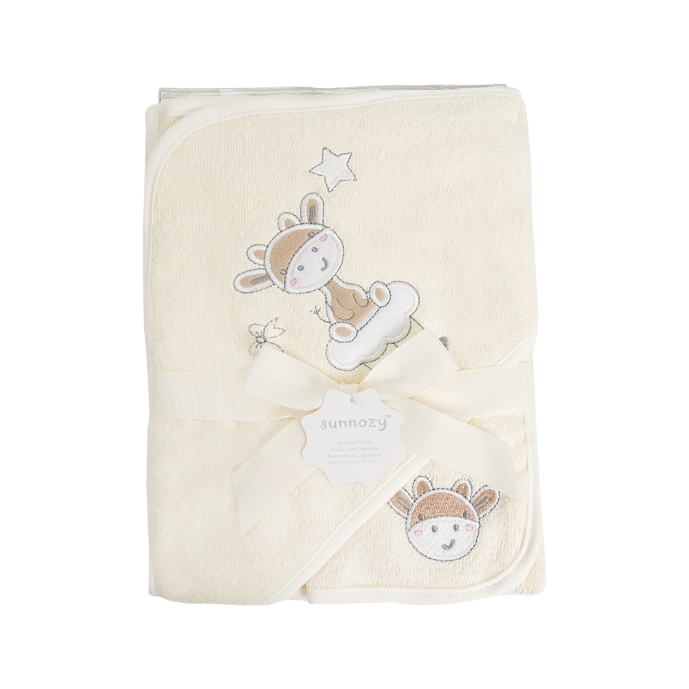 Beige Hooded Bath Towel + Face Towel