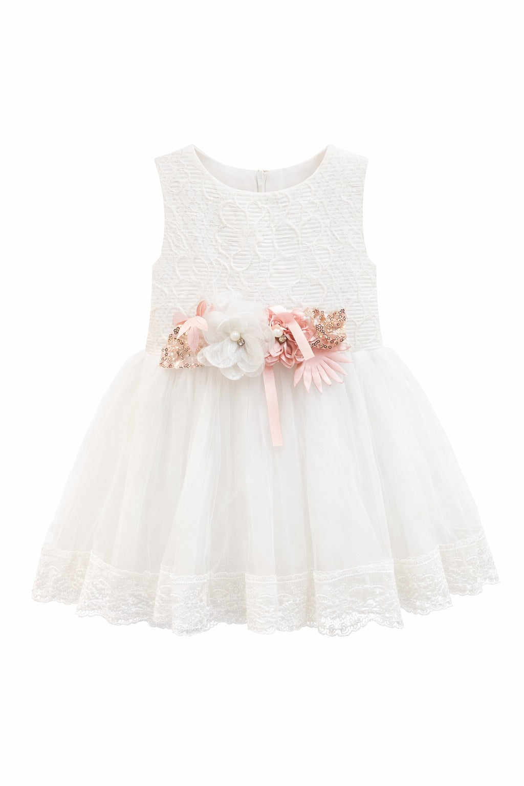 Peach Shimmer Floral Partywear Frock