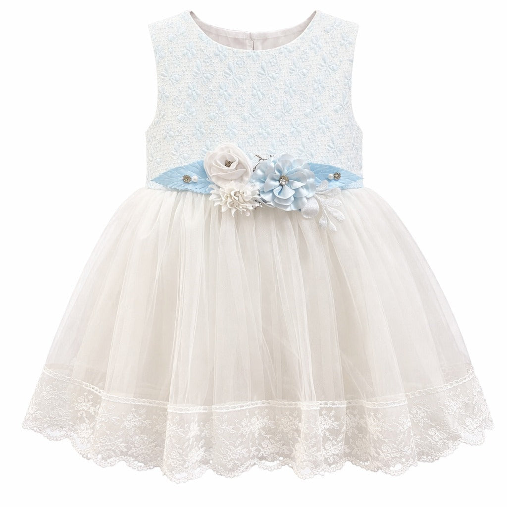 Blue Shimmer Floral Partywear Frock