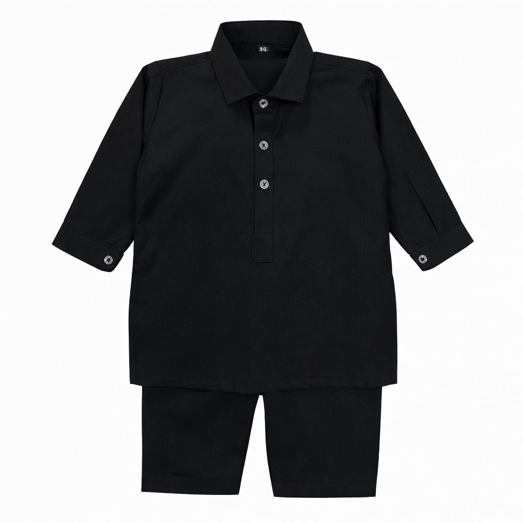 Baby Boy Black Wash & Wear Kurta Trouser Set