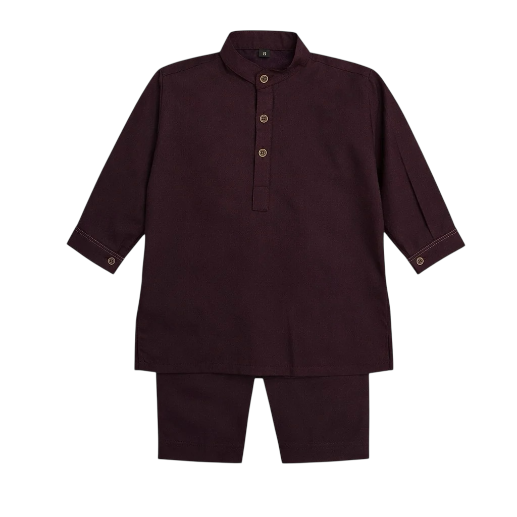 Baby Boy Maroon Wash-N-Wear Kurta Trouser Set