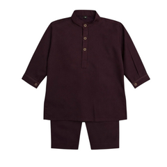 Baby Boy Maroon Wash-N-Wear Kurta Trouser Set