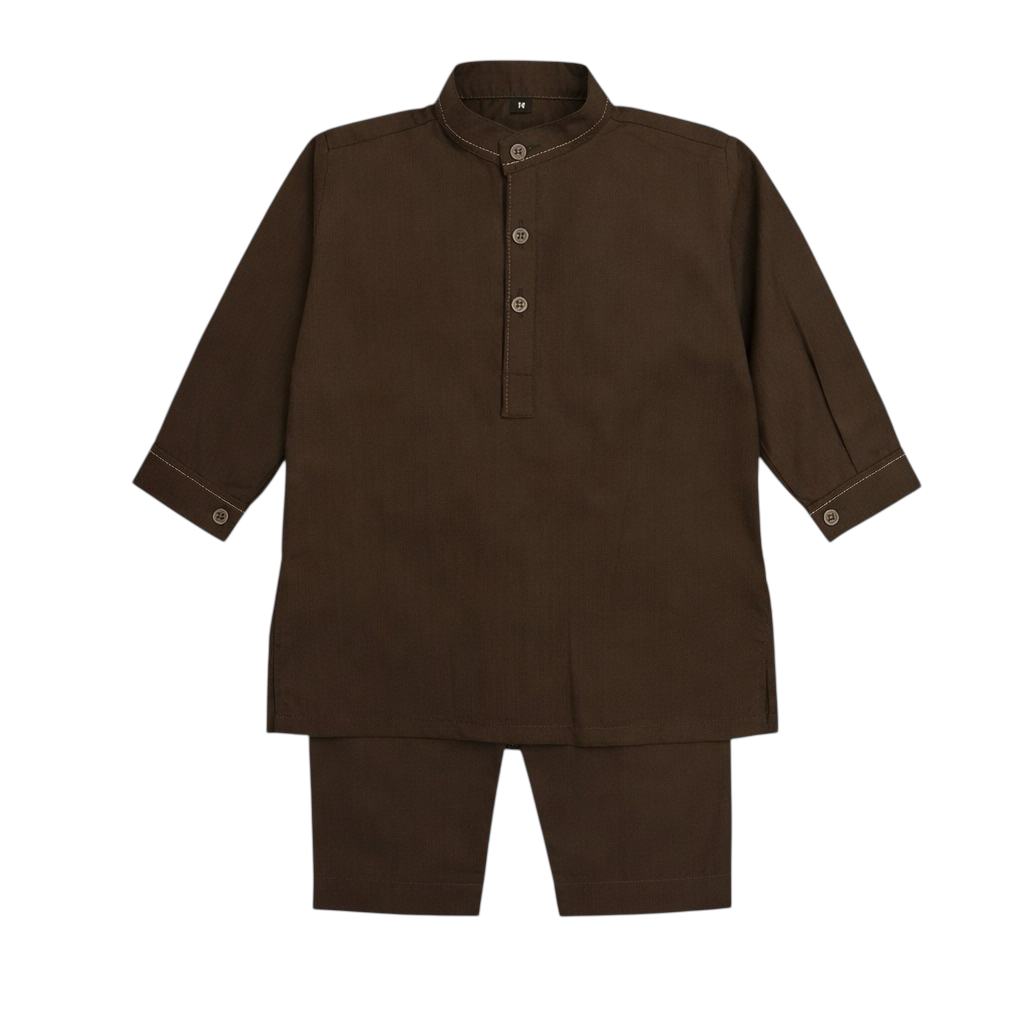 Baby Boy Brown Wash-N-Wear Kurta Trouser Set