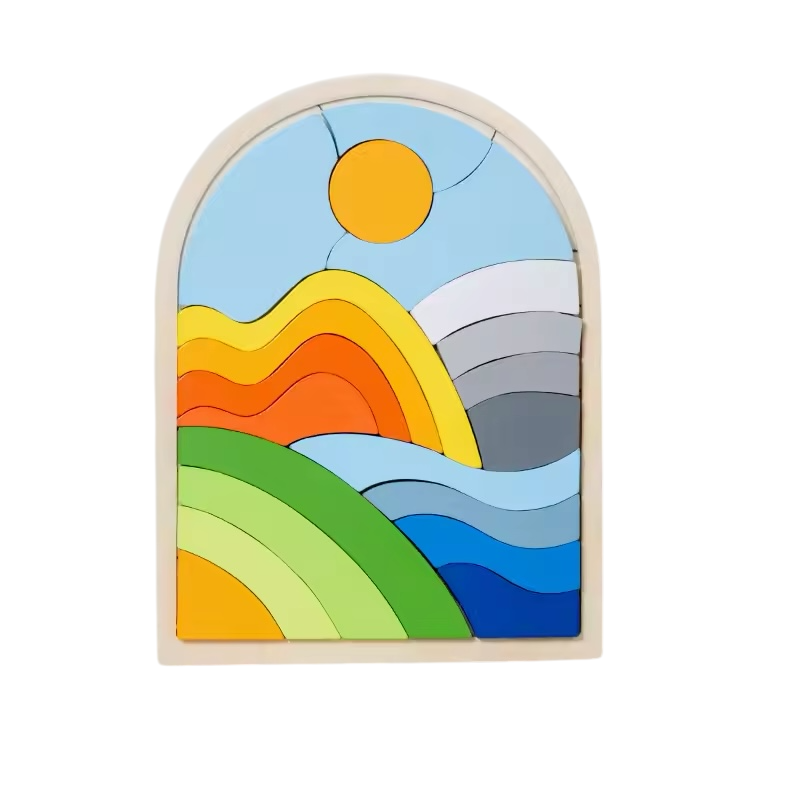 Wooden Rainbow Blocks Puzzle