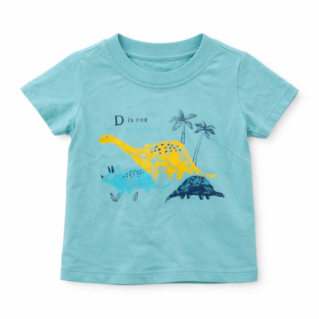 Boys Summer 3PC Suit - Dino & Excavator Prints with White Tee