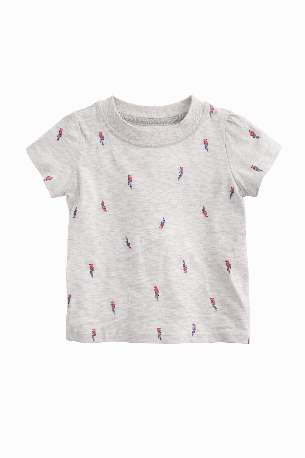 Baby Girl 3-Piece Suit – Dino & Parrot Print T-shirts with Grey Shorts