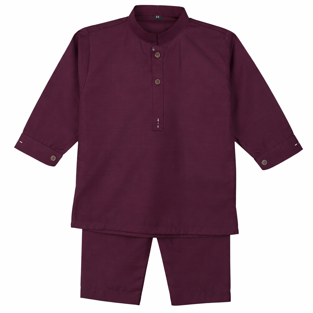 Baby Boy Maroon Boski Kurta Trouser Set