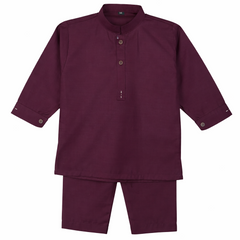 Baby Boy Maroon Boski Kurta Trouser Set