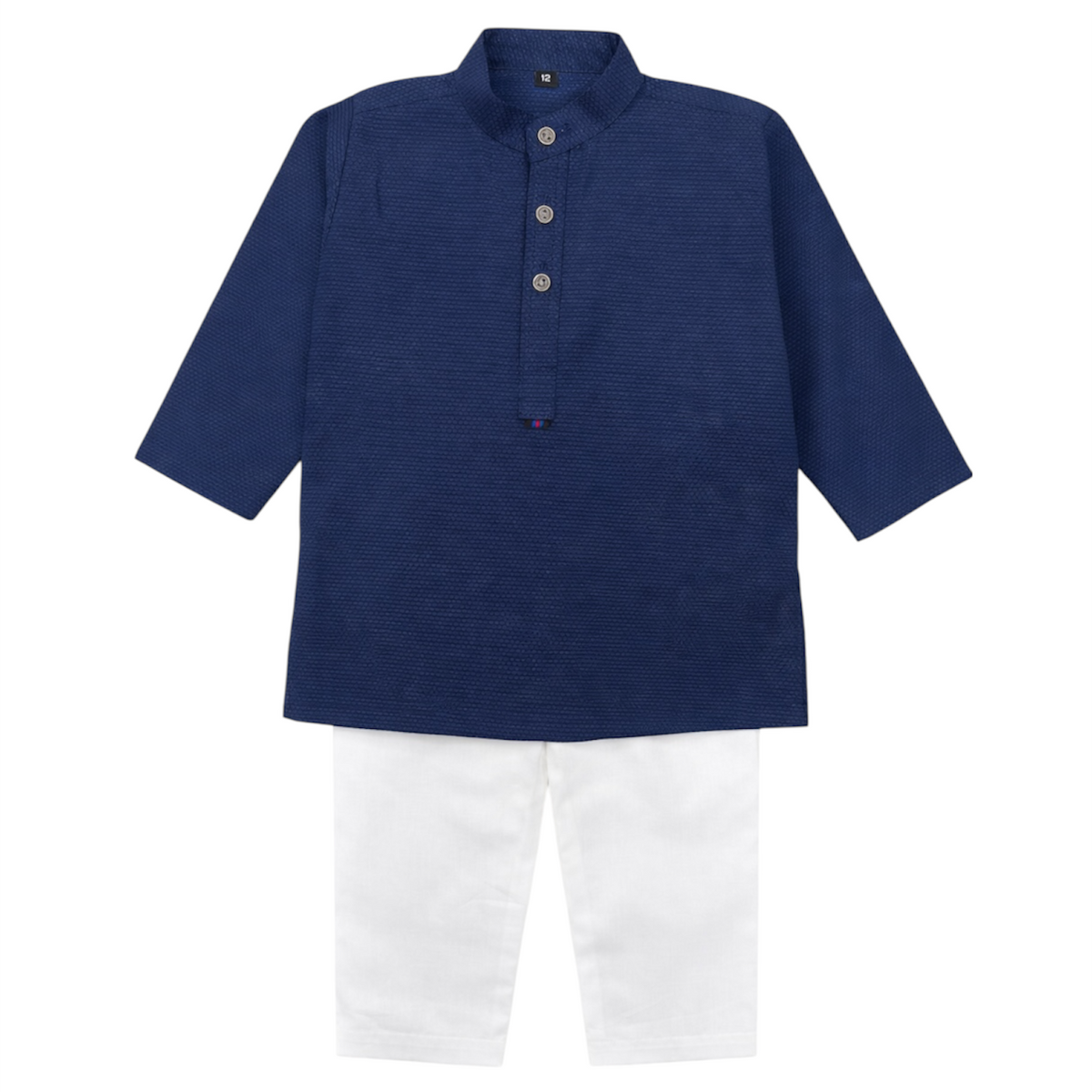 Baby Boy Blue Checkered Cotton Kurta Trouser Set