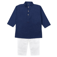Baby Boy Blue Checkered Cotton Kurta Trouser Set