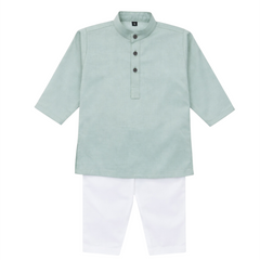 Baby Boy Light Green Cotton Kurta Trouser Set